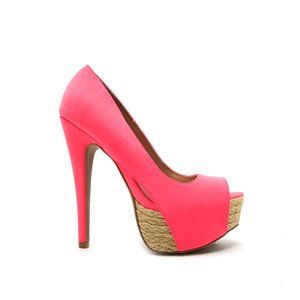 Women's Leather Style Candy Pink Platform Heels